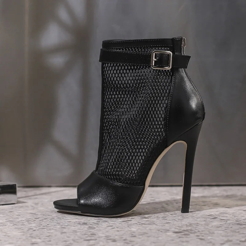 Eilyken Design Peep Toe Hollow Breathable Mesh Woman Boots