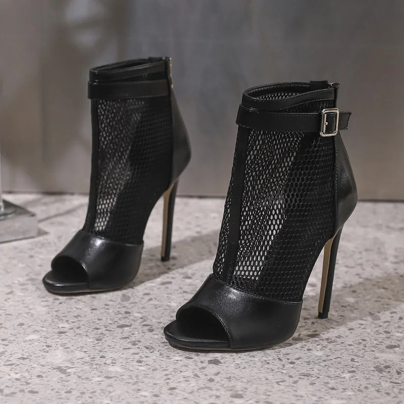 Eilyken Design Peep Toe Hollow Breathable Mesh Woman Boots