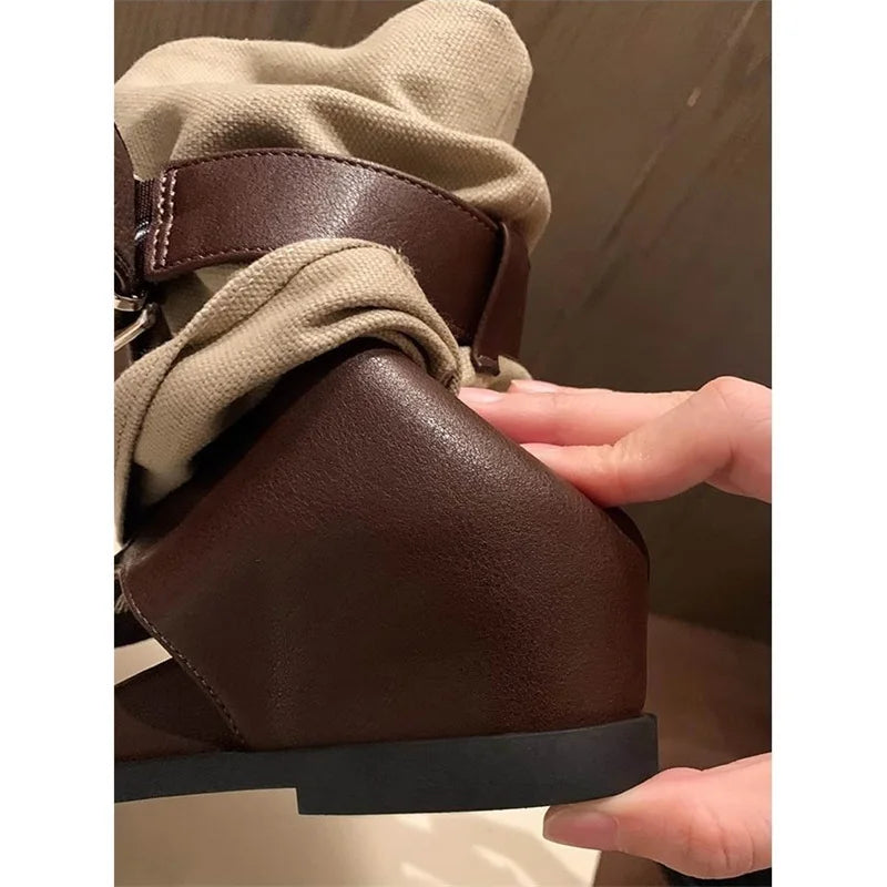 Eilyken Gladiator Height-increasing Insoles Flat Heels Woman Boot Sandals Summer Clip Toe Belt Buckle Strap Shoes