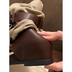 Eilyken Gladiator Height-increasing Insoles Flat Heels Woman Boot Sandals Summer Clip Toe Belt Buckle Strap Shoes
