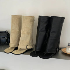 Eilyken Punk Style Round Clip Toe Women Knee High Boots