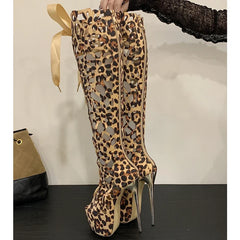 Eilyken Sexy Design Hollow Thin High Heels Women Knee-High Boots