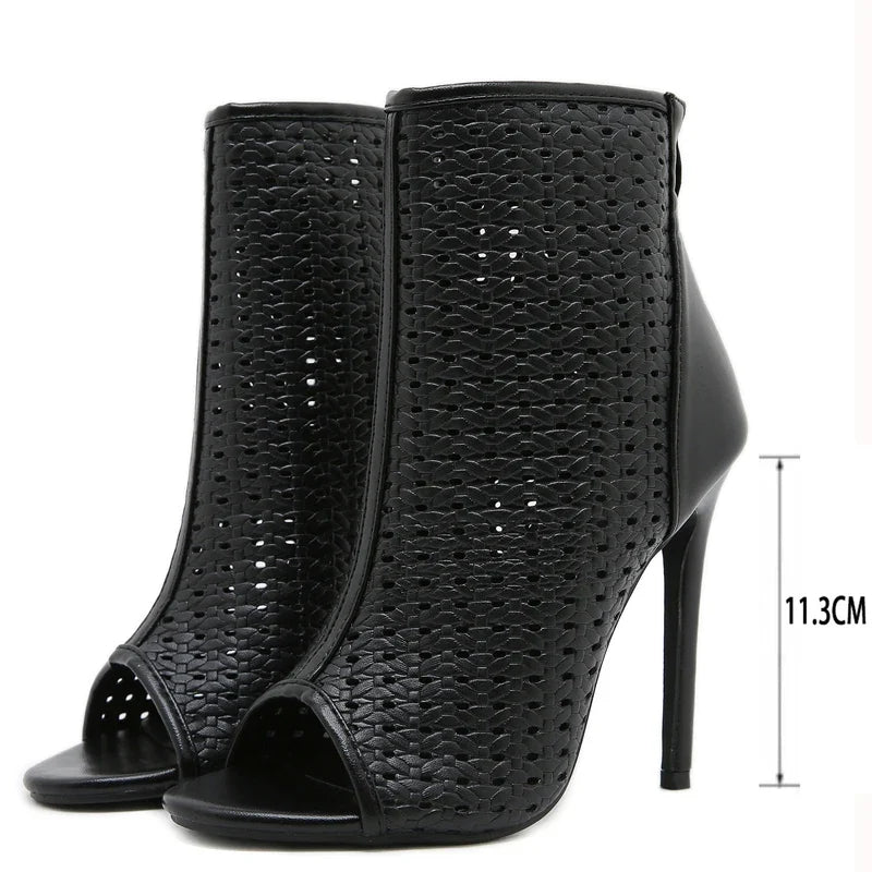 Eilyken Sexy Peep Toe Women Ankle Boots