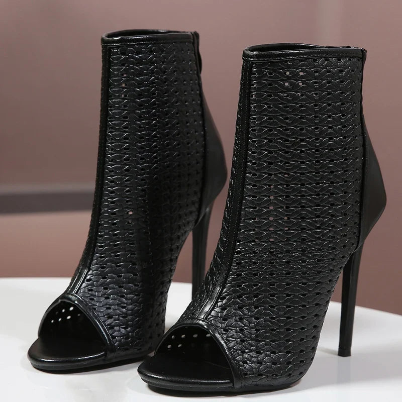 Eilyken Sexy Peep Toe Women Ankle Boots