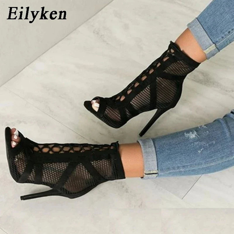 Eilyken Spring Autumn Sexy Open Toe Women Sandals Boots