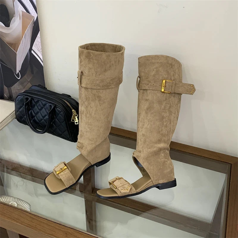 Eilyken Spring Summer Buckle Strap Knee- Women Boots