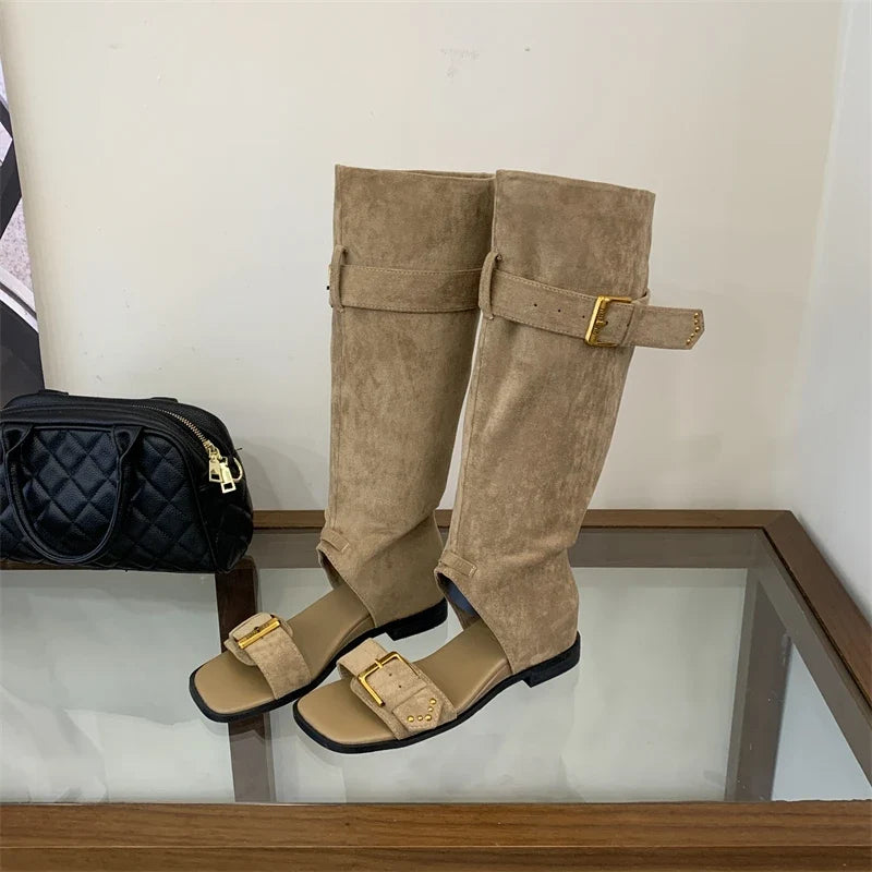 Eilyken Spring Summer Buckle Strap Knee- Women Boots