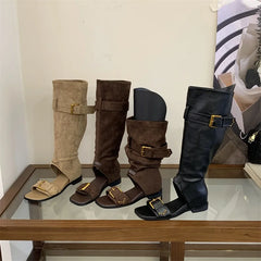Eilyken Spring Summer Buckle Strap Knee- Women Boots