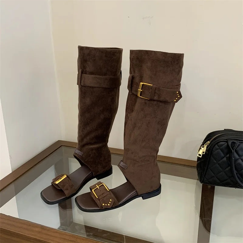 Eilyken Spring Summer Buckle Strap Knee- Women Boots
