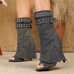 Eilyken Spring Summer Splicing Peep Toe Buckle Strap Women Ankle Boots