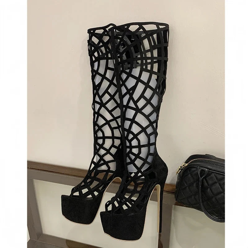 Eilyken Street Style Stiletto High Heels Peep Toe Women Sandals Boots