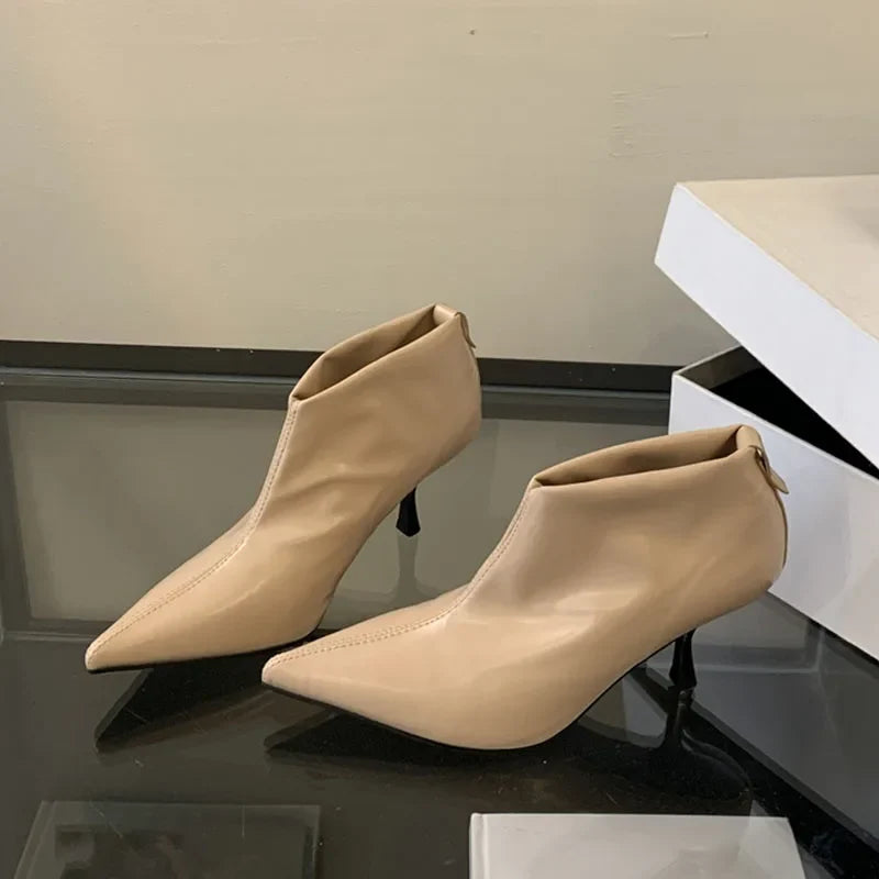 Elegant Black Soft Leather Ankle Boots
