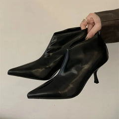 Elegant Black Soft Leather Ankle Boots