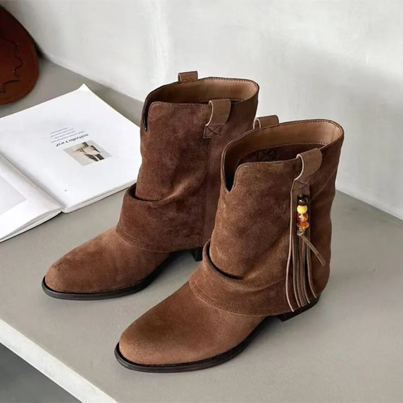 Elegant Pointed-Toe Faux Suede Ankle Boots