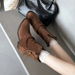 Elegant Pointed-Toe Faux Suede Ankle Boots