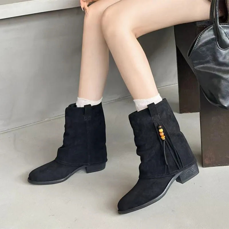 Elegant Pointed-Toe Faux Suede Ankle Boots