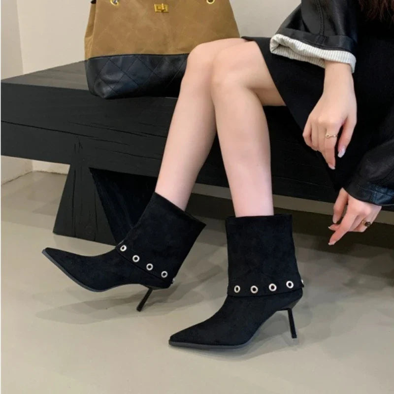Elegant Pointed Toe Thin Heel Ankle Boots