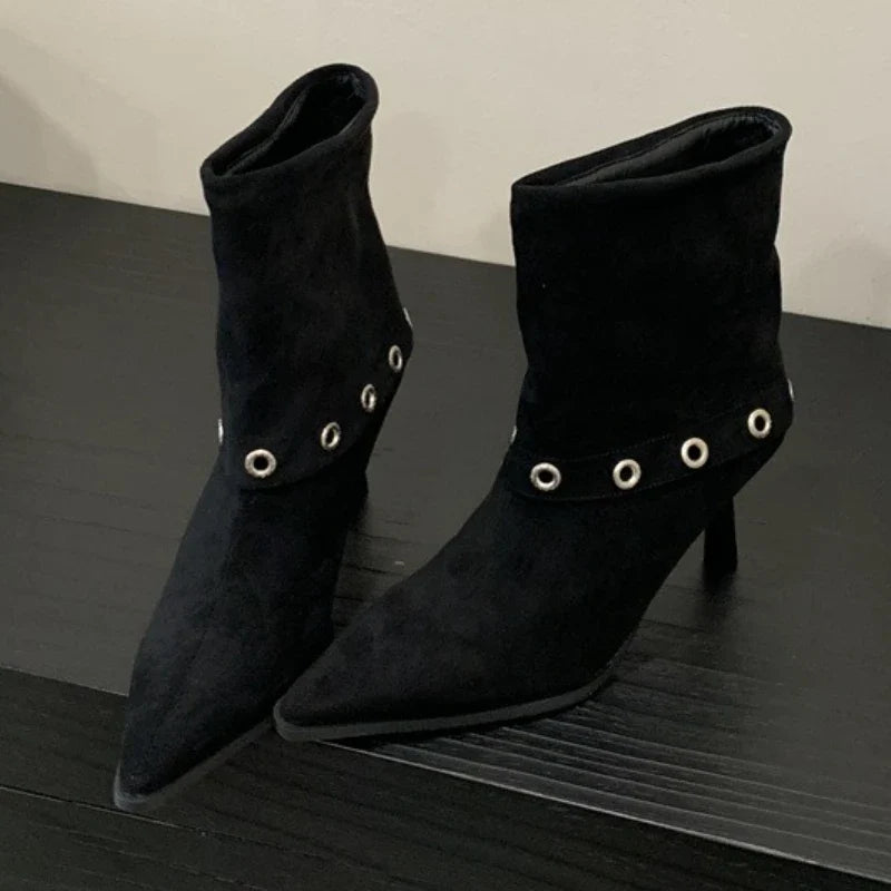 Elegant Pointed Toe Thin Heel Ankle Boots