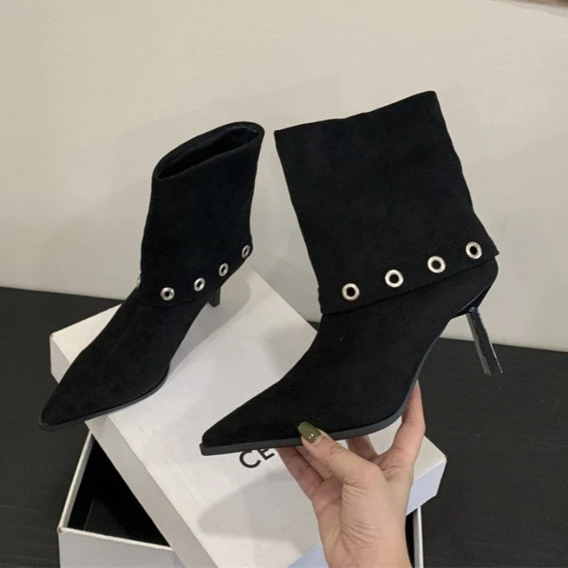 Elegant Pointed Toe Thin Heel Ankle Boots