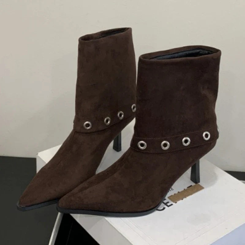 Elegant Pointed Toe Thin Heel Ankle Boots