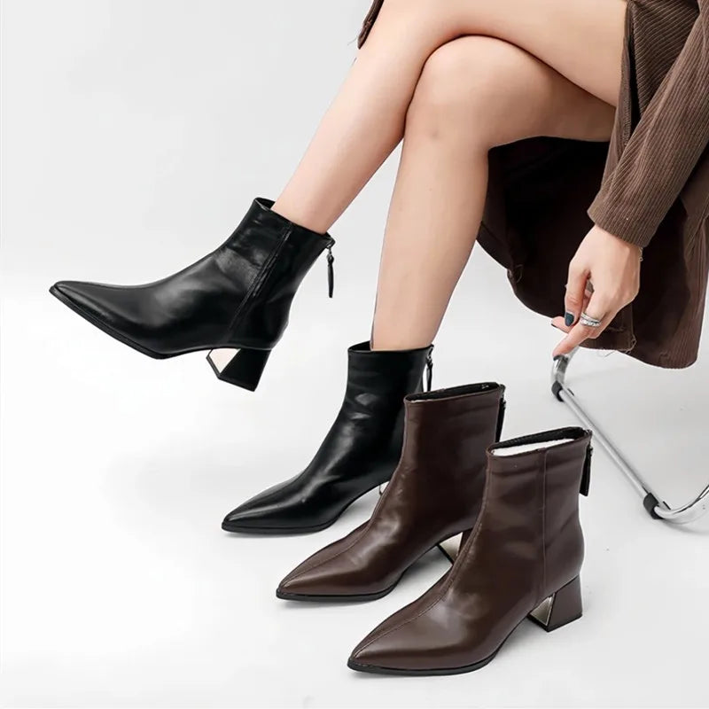 Elegant Soft Leather Ankle Boots