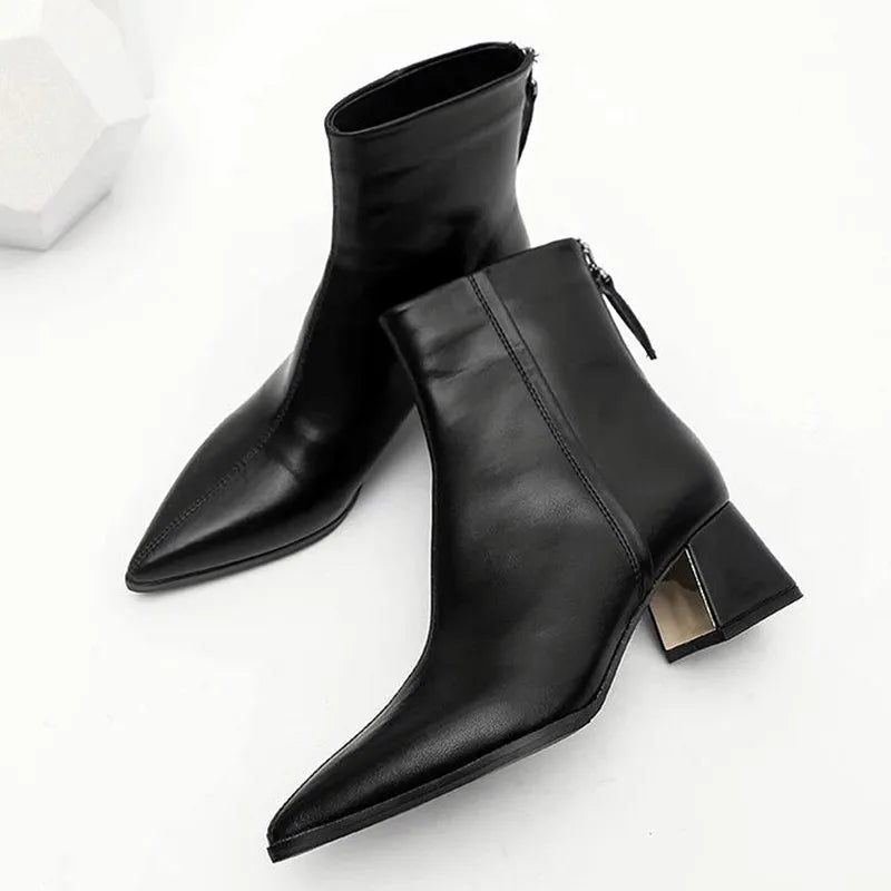 Elegant Soft Leather Ankle Boots