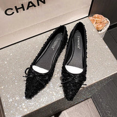 Elegant Sparkling Glitter Exquisite Women's Flats and Loafers Bow Comfort Woman's Shoes