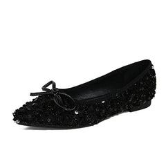Elegant Sparkling Glitter Exquisite Women's Flats and Loafers Bow Comfort Woman's Shoes