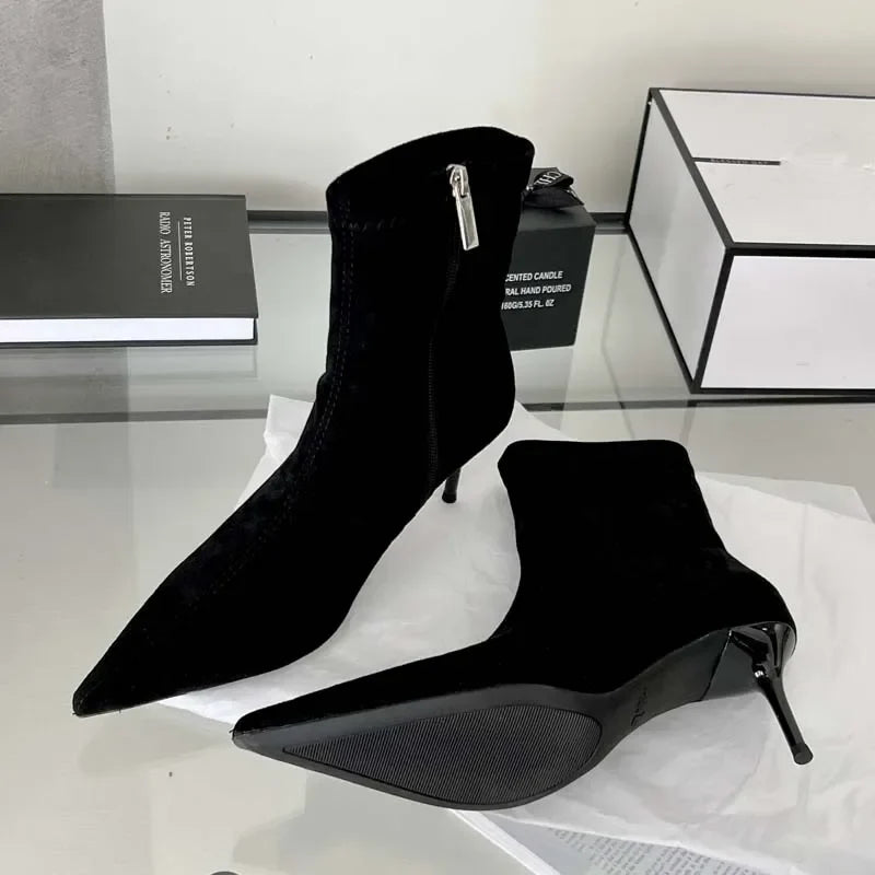 Elegant Thin-Heel Pointed-Toe Ankle Boots