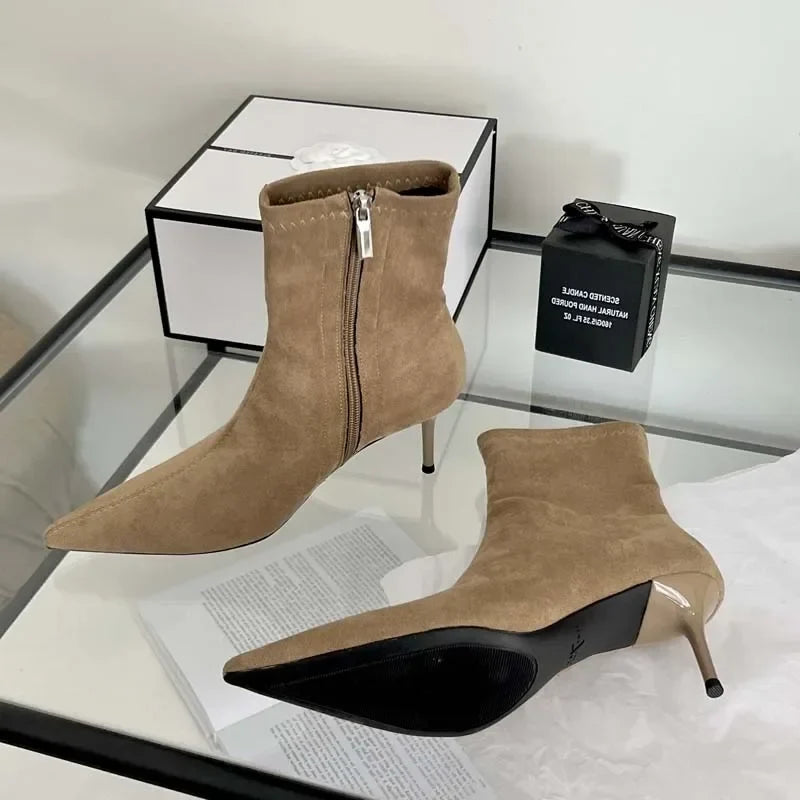 Elegant Thin-Heel Pointed-Toe Ankle Boots