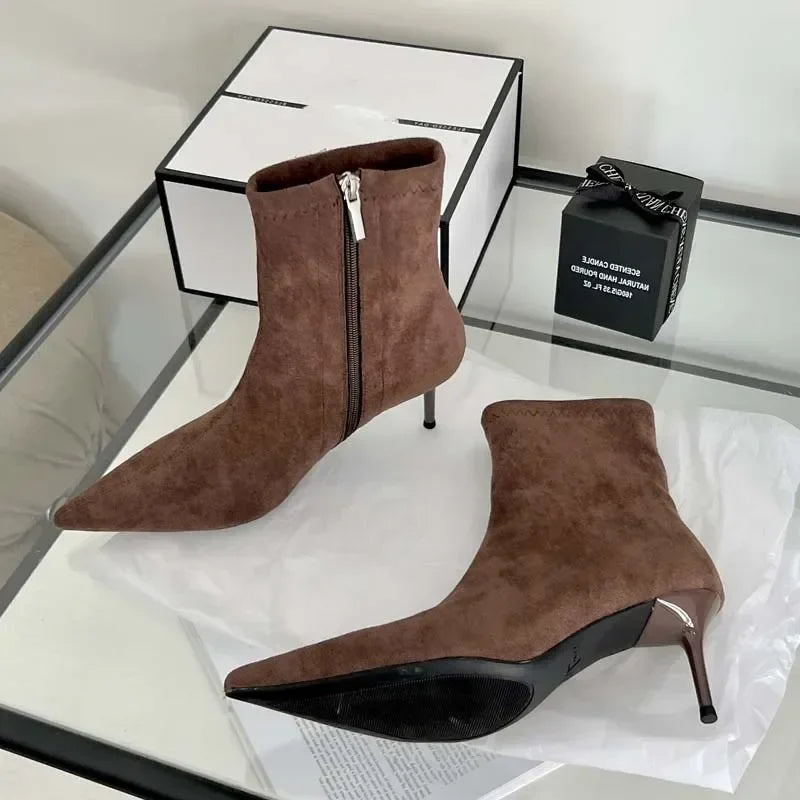 Elegant Thin-Heel Pointed-Toe Ankle Boots
