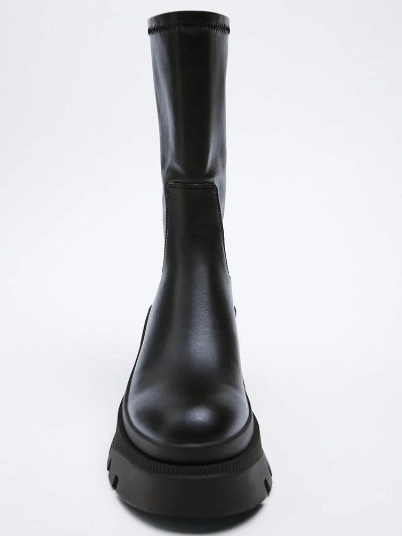 Back Zip Height Increasing Design Mid-calf Boots