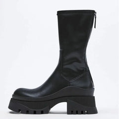Back Zip Height Increasing Design Mid-calf Boots