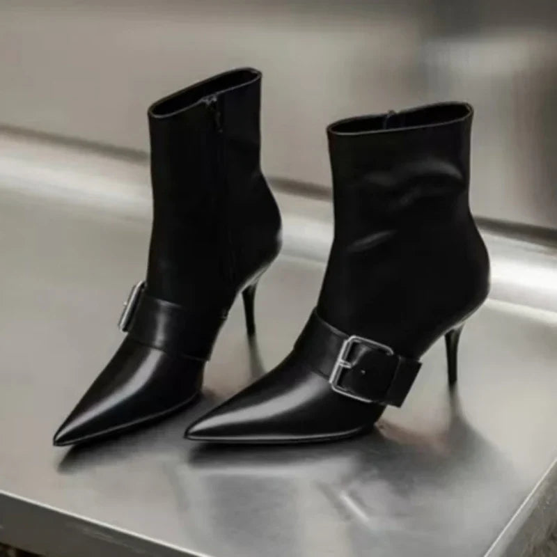 Belt Buckle Decoration Ankle Boots