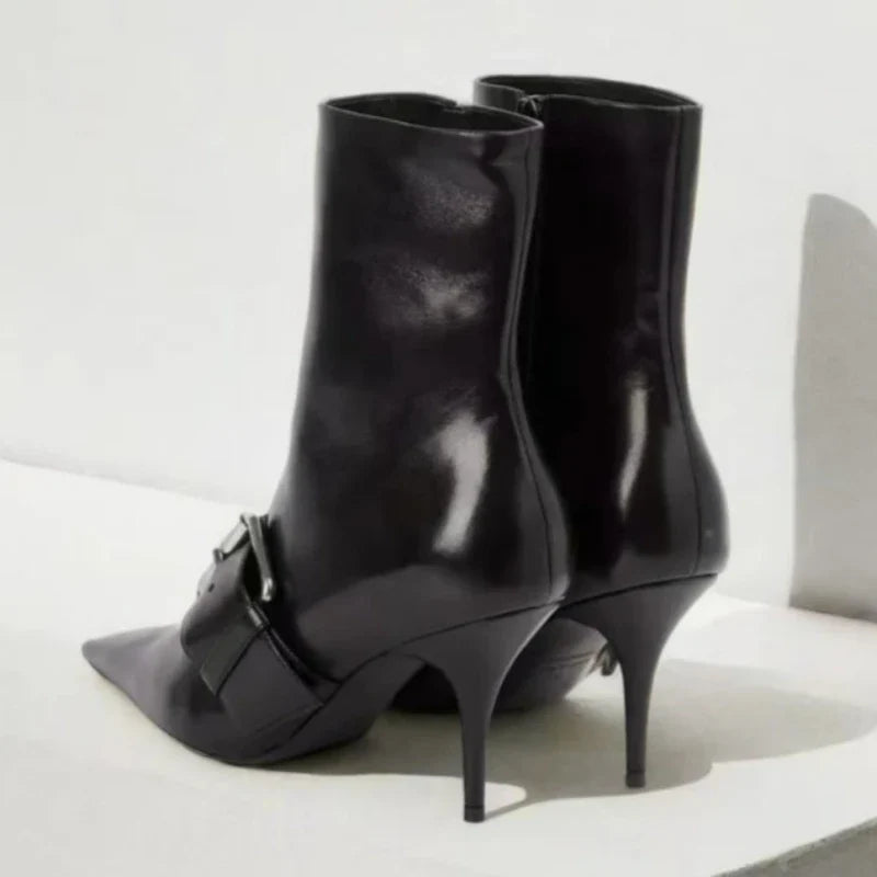 Belt Buckle Decoration Ankle Boots
