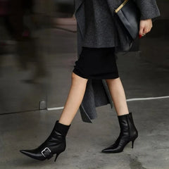 Belt Buckle Decoration Ankle Boots