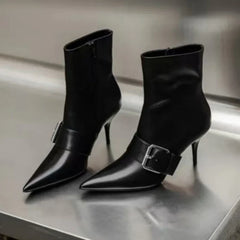 Belt Buckle Decoration Ankle Boots