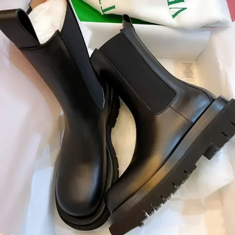 Black Leather Ankle Boots