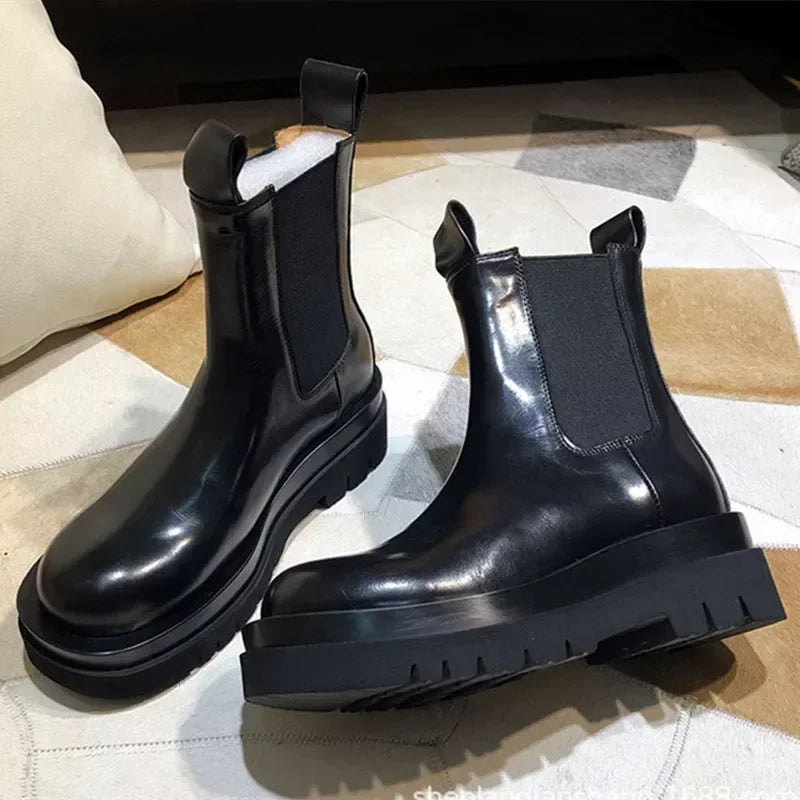 Black Leather Ankle Boots