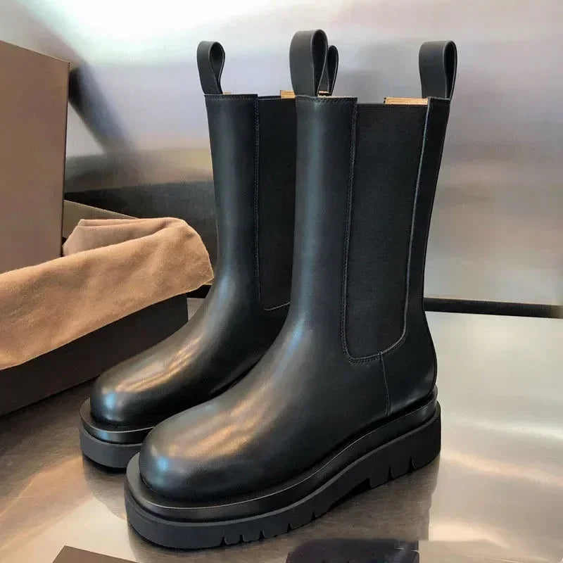 Black Leather Ankle Boots