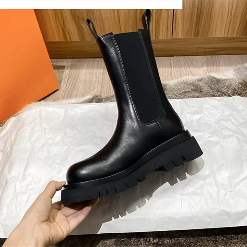 Black Leather Ankle Boots