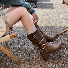 Buckle Motorcycle Boots