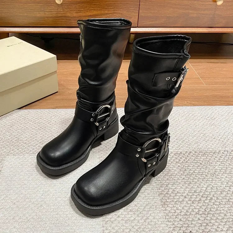 Buckle Motorcycle Boots