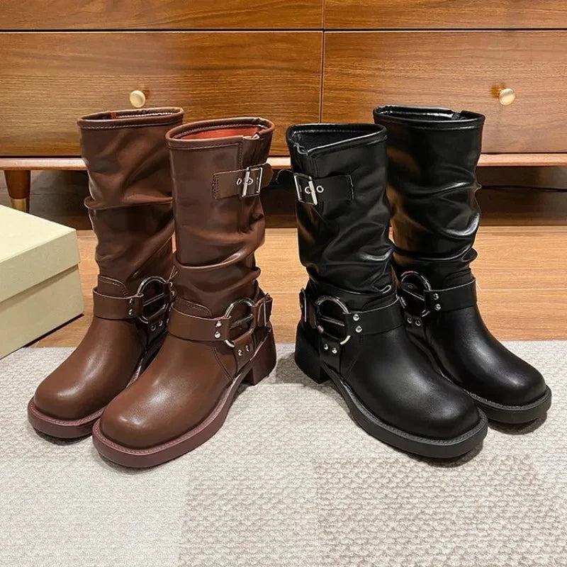Buckle Motorcycle Boots