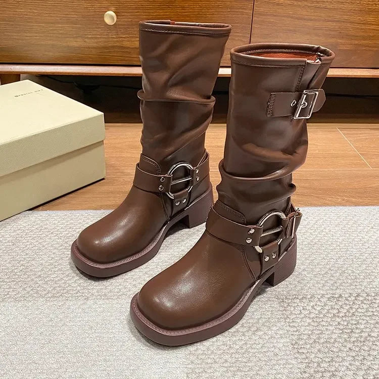 Buckle Motorcycle Boots