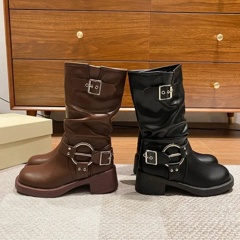Buckle Motorcycle Boots