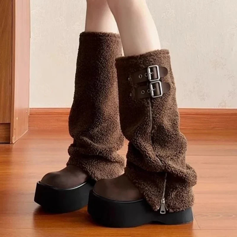 Buckle Side Zip Design Ankle Boots