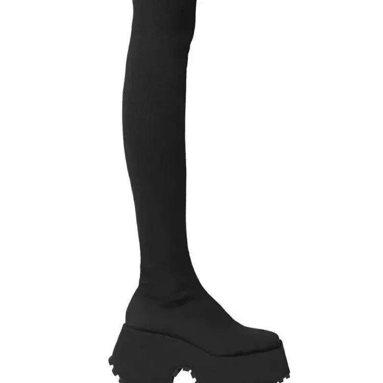 Chunky Knit Stretch Boots