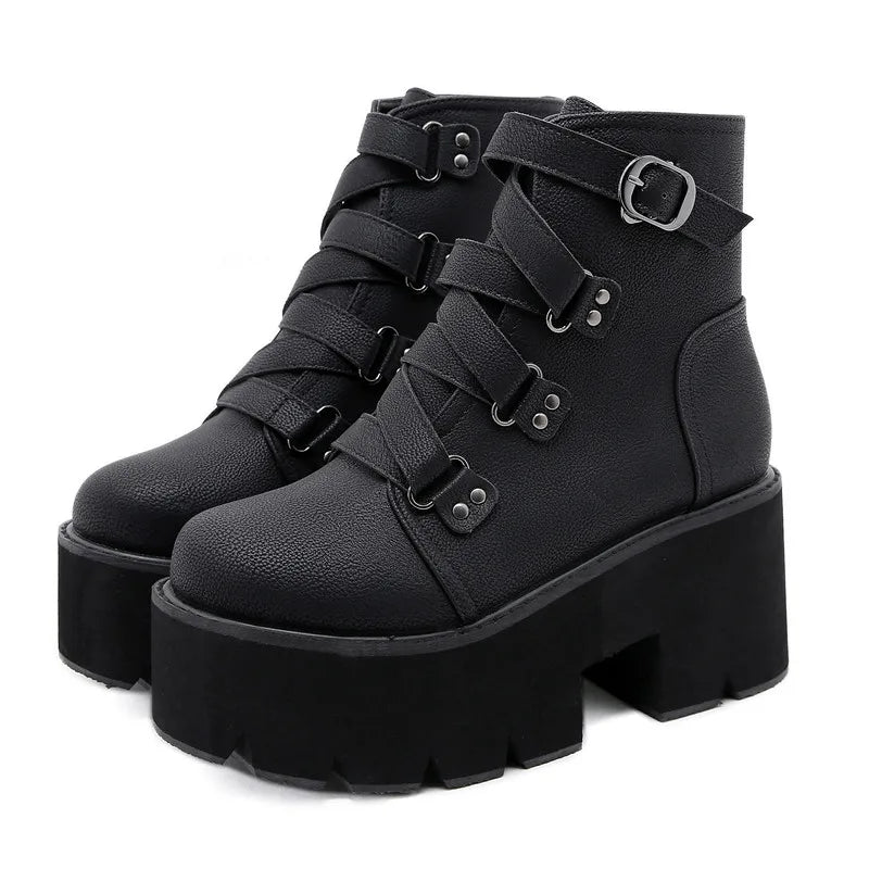 Cross Tied Design Ankle Boots