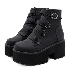 Cross Tied Design Ankle Boots